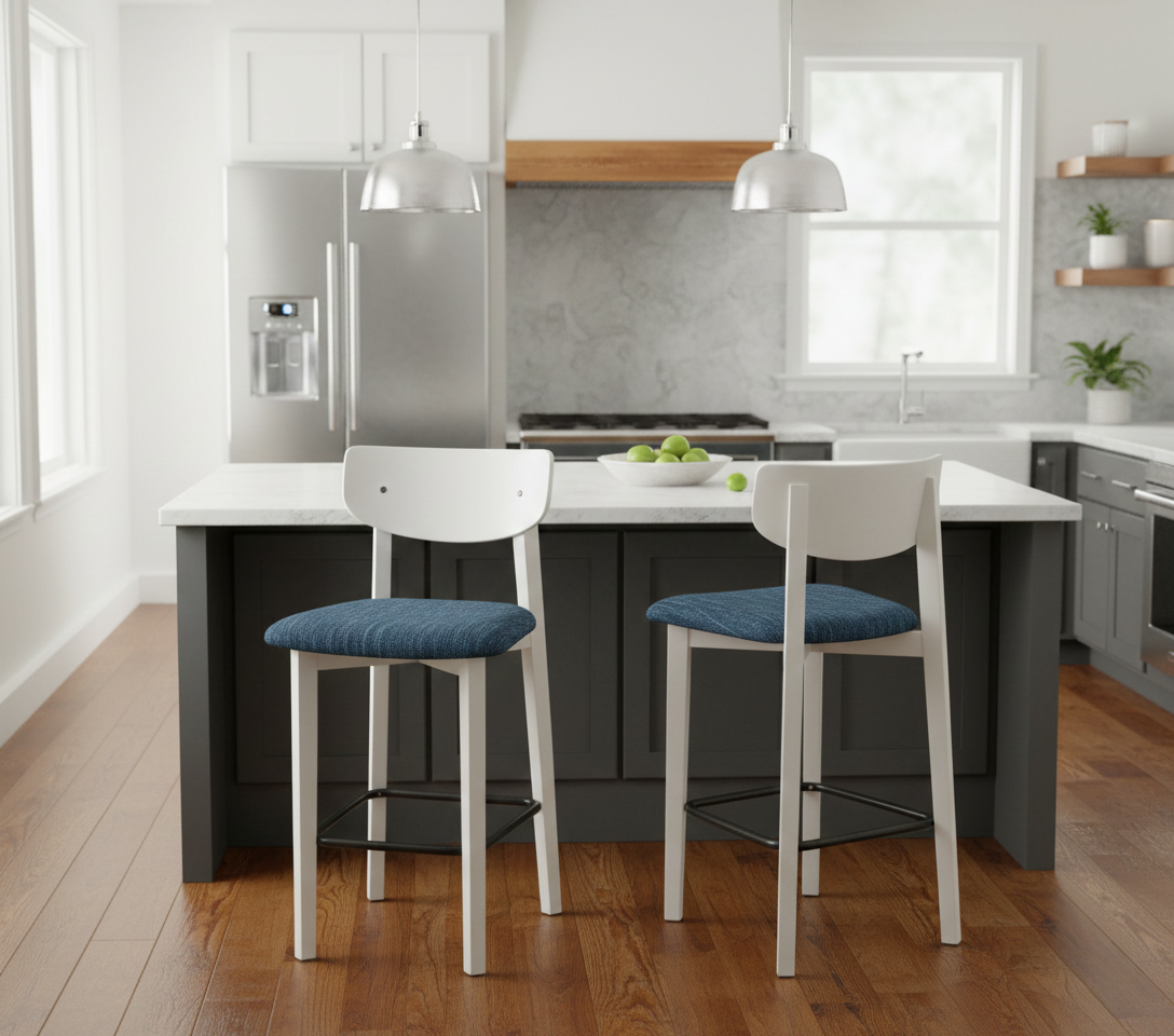 Izmir White Wood Counter Bar Stool