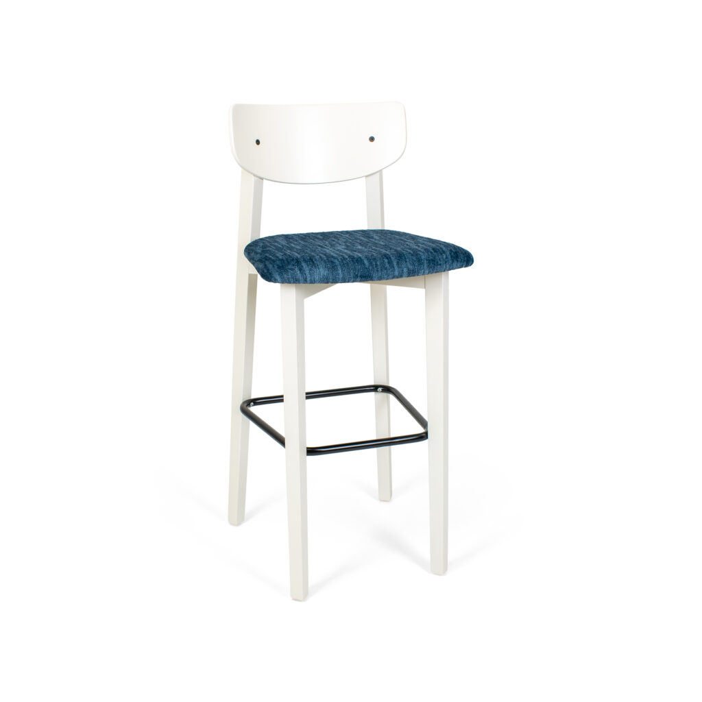 Izmir White Wood Bar Stool
