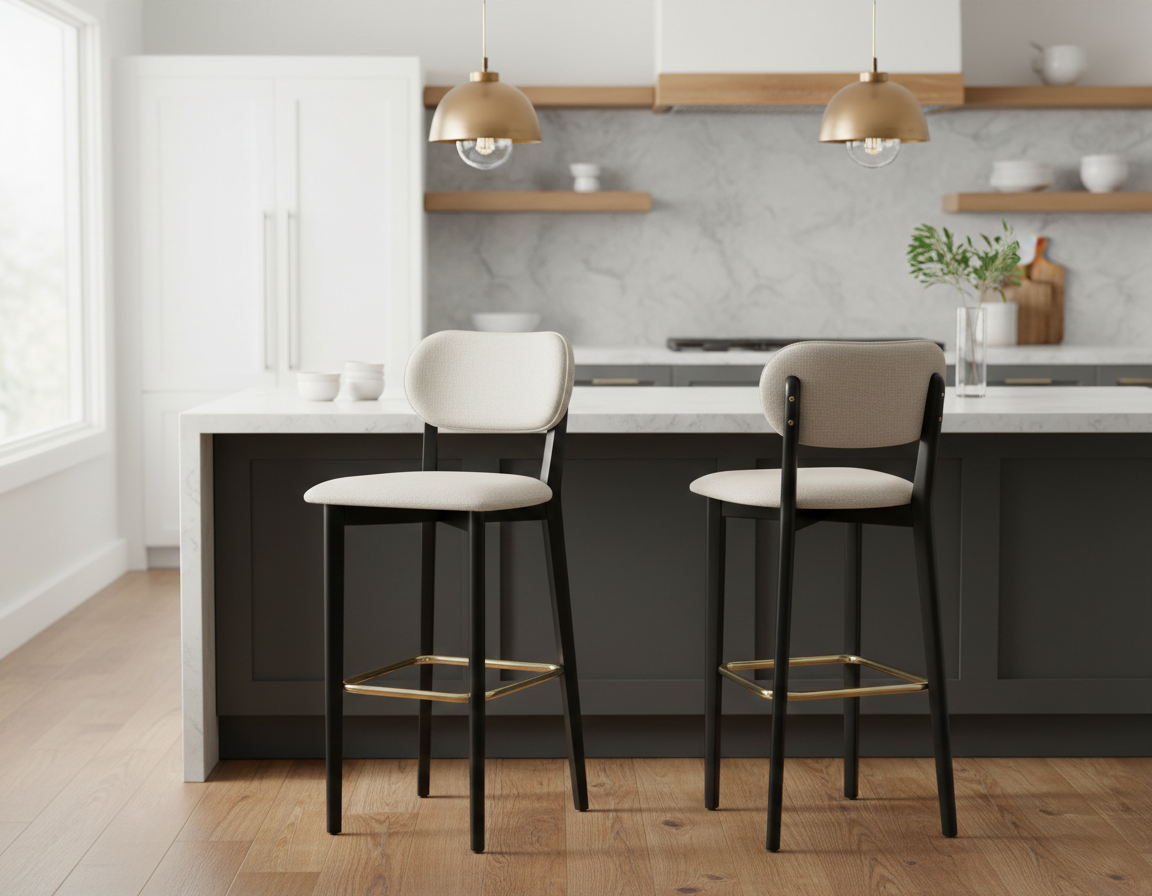 Milan Black Wood Bar Stool