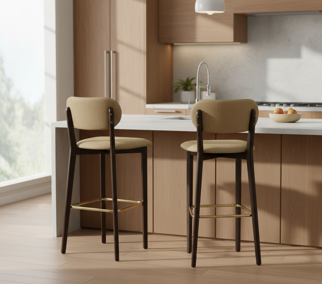 Milan Dark Walnut Wood Bar Stool
