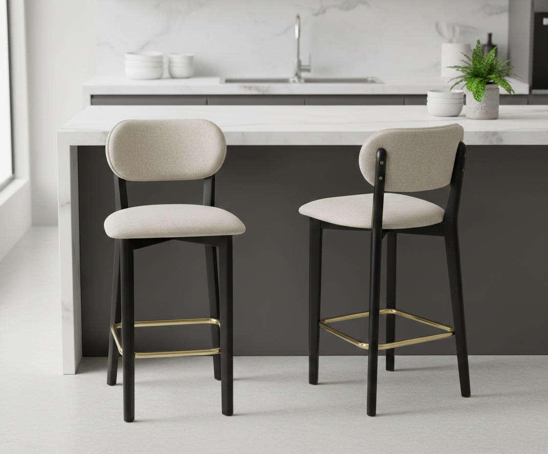 Milan Black Wood Counter Bar Stool