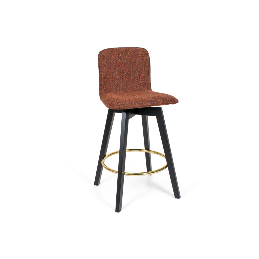 Munich Upholstered Black Wood Counter Bar Stool