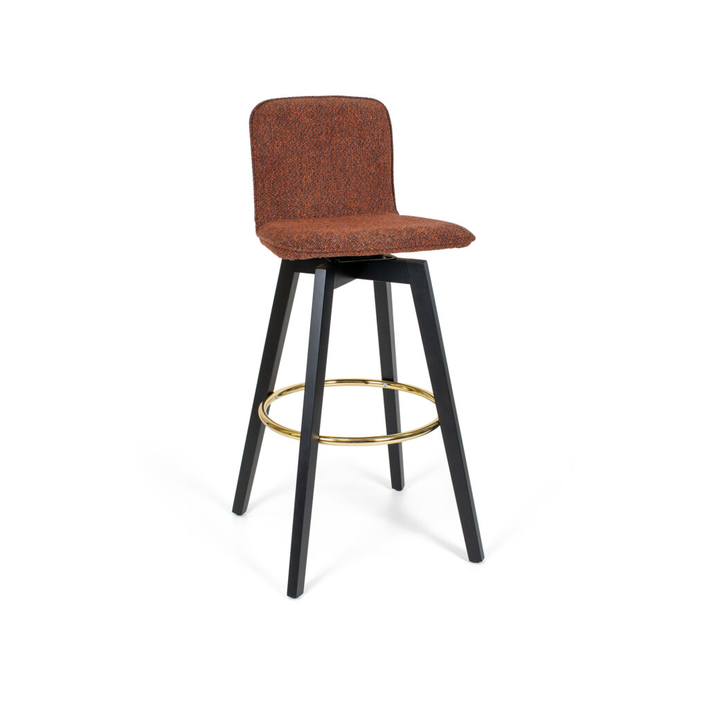 Munich Upholstered Black Wood Bar Stool