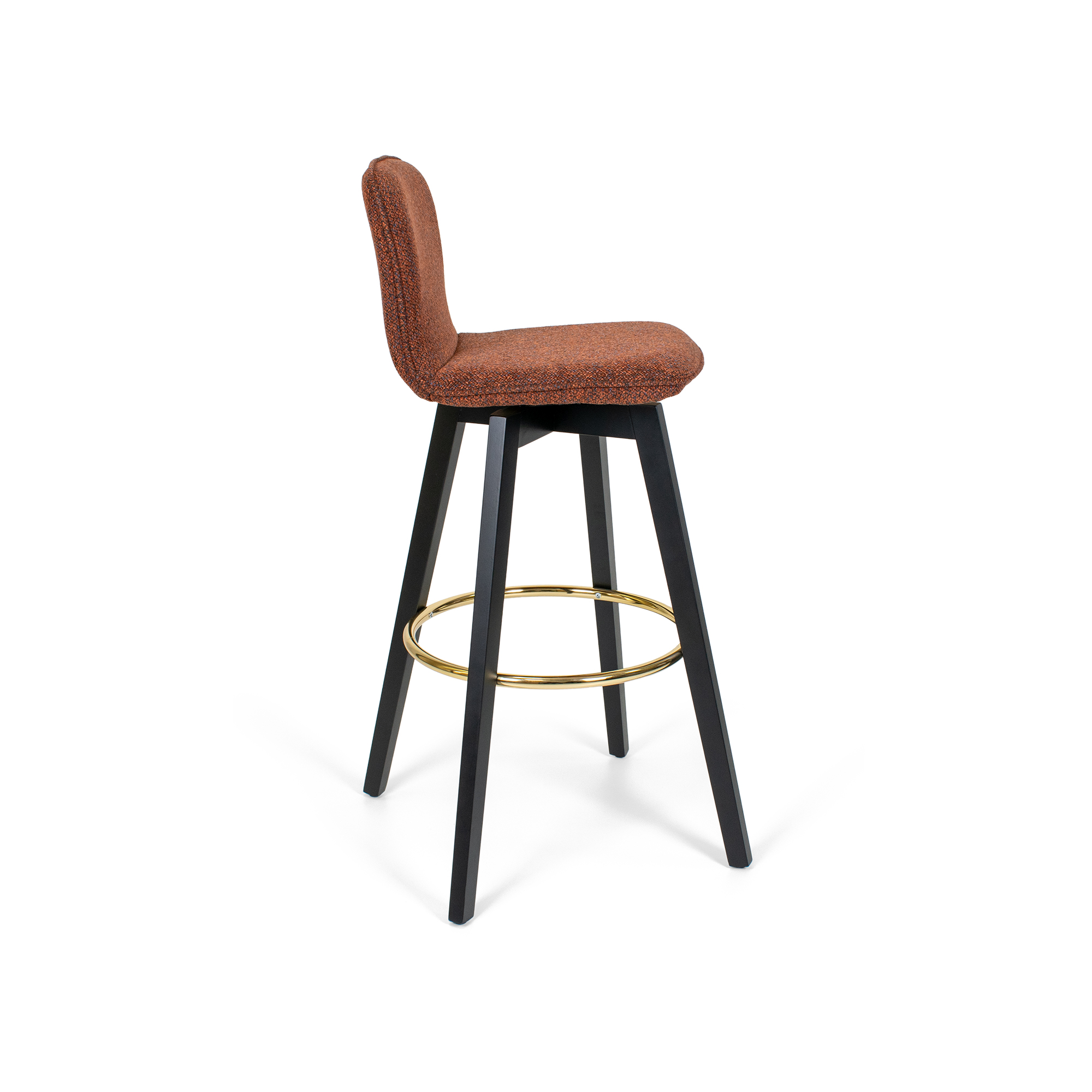 Munich Upholstered Black Wood Bar Stool
