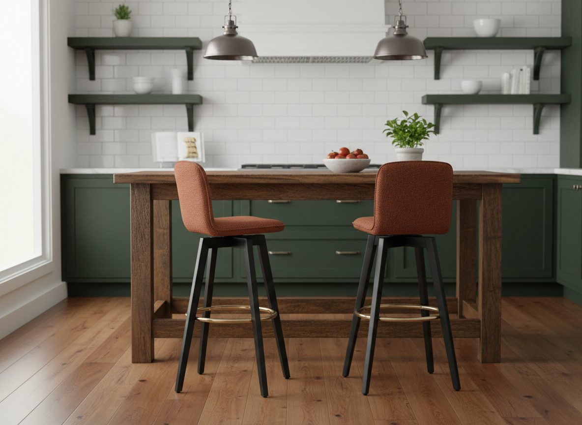 Munich Upholstered Black Wood Bar Stool