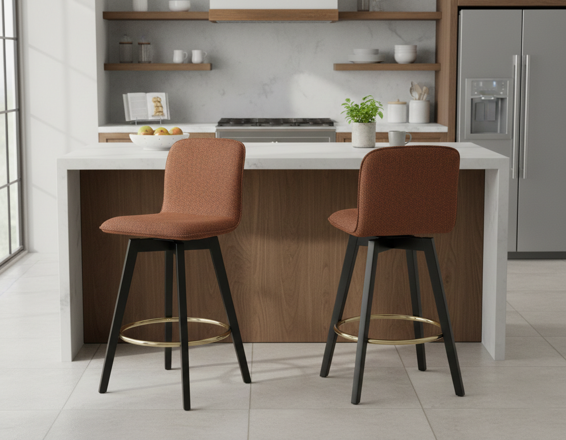 Munich Upholstered Black Wood Counter Bar Stool