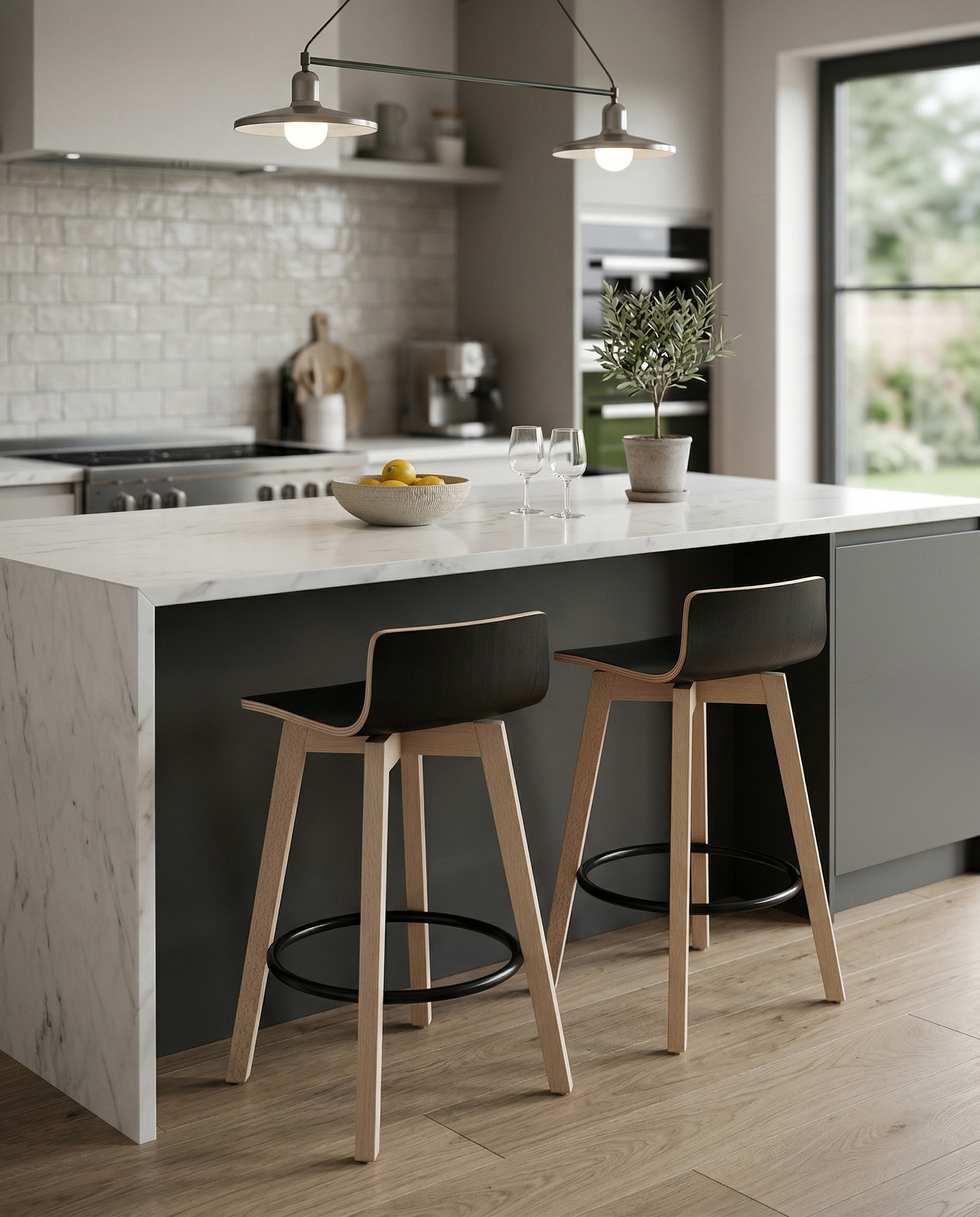 Munich Laminated Natural Wood Counter Bar Stool